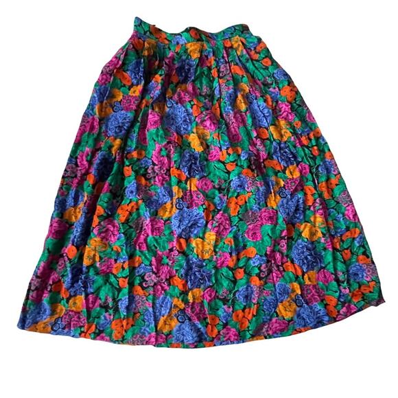 JH Collectibles Midi Skirt Floral Bright Colorful Pockets Dopamine VTG 80s 10 - Picture 2 of 9